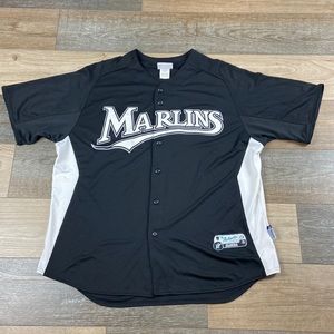 Gentleman Marlins Jersey Authentic Majestic Size 2XL Button Down